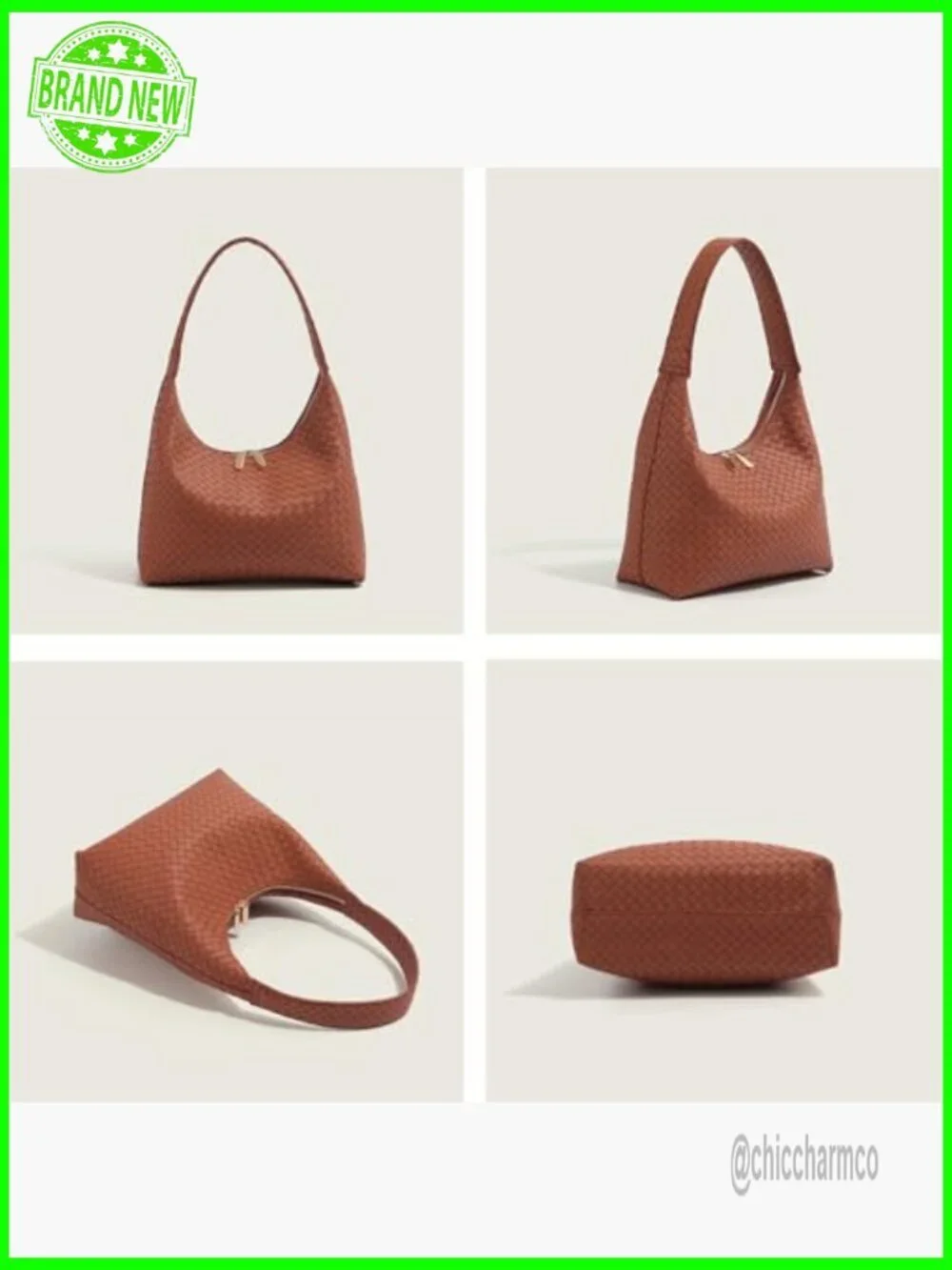 Small Leather Hobo Bag Slouchy Tote Shoulder Purse Double Zipper